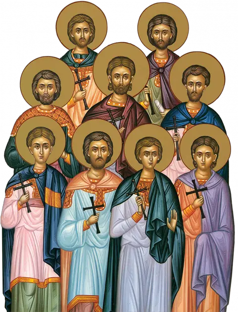  Orthodox Saints Archives Sfintii 9 Mucenici Din Cizic Png Saints Agape Chionia And Irene Icon