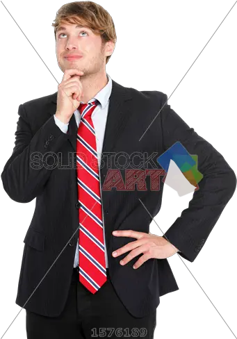  Stock Photo Of Pensive Handsome Brunet Asian Businessman In Red Tie Looking Up Thinking Guy In Suit Thinking Png Person Looking Png