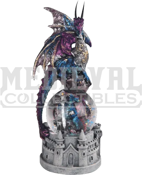  Snow Globe Png Blue Dragon With Castle Base Snow Globe Figurine Blue Dragon Png