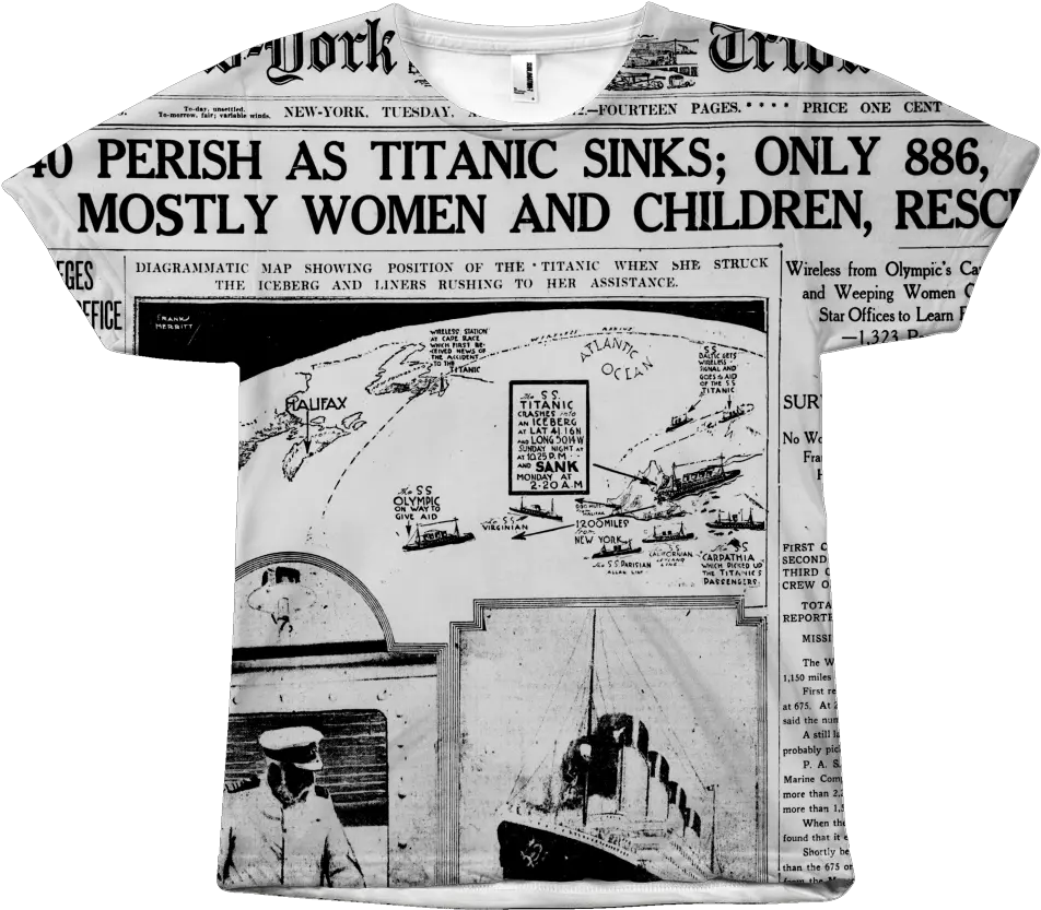  Newspaper Shirt Titanic V1 Egoteest Primary Source Of The Titanic Png Titanic Png