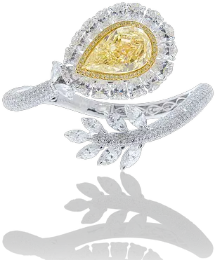  Pear Shaped Fancy Yellow Diamond Bangle In 18k White Engagement Ring Png Yellow Diamond Png