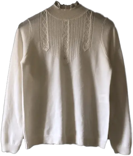  Sézane U0027tuliou0027 White Lace Trim Sweater Kateu0027s Royal Closet Long Sleeve Png White Lace Png