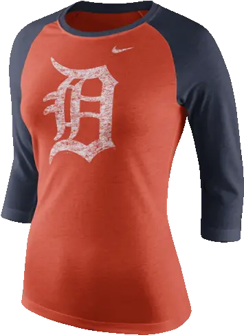  Nike Detroit Tigers Womenu0027s Orange Tri Logo Three Quarter Png Orange Nike Logo