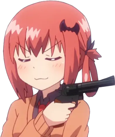  Satania With A Gun Team Fortress 2 Gabriel Dropout Satania With Gun Png Holding Gun Transparent