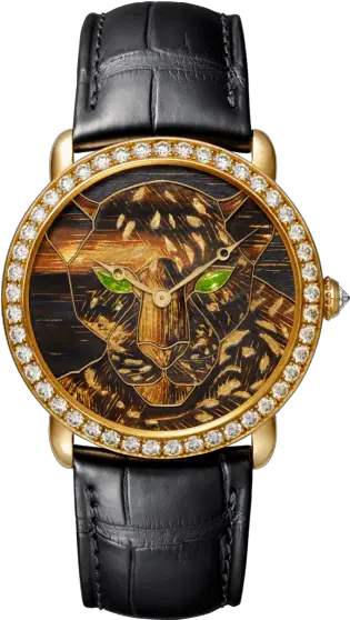  Crhpi01251 Ronde Louis Cartier Wood And Gold Leaf Red Cartier Revelation D Une Panthere Png Gold Leaf Png