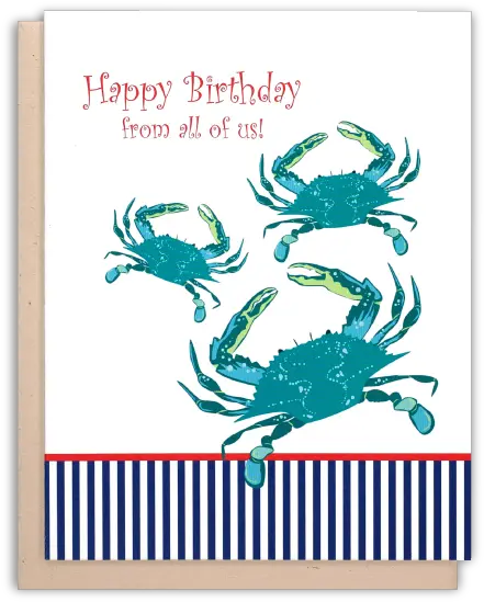  Happy Birthday Crab Card Png Blue