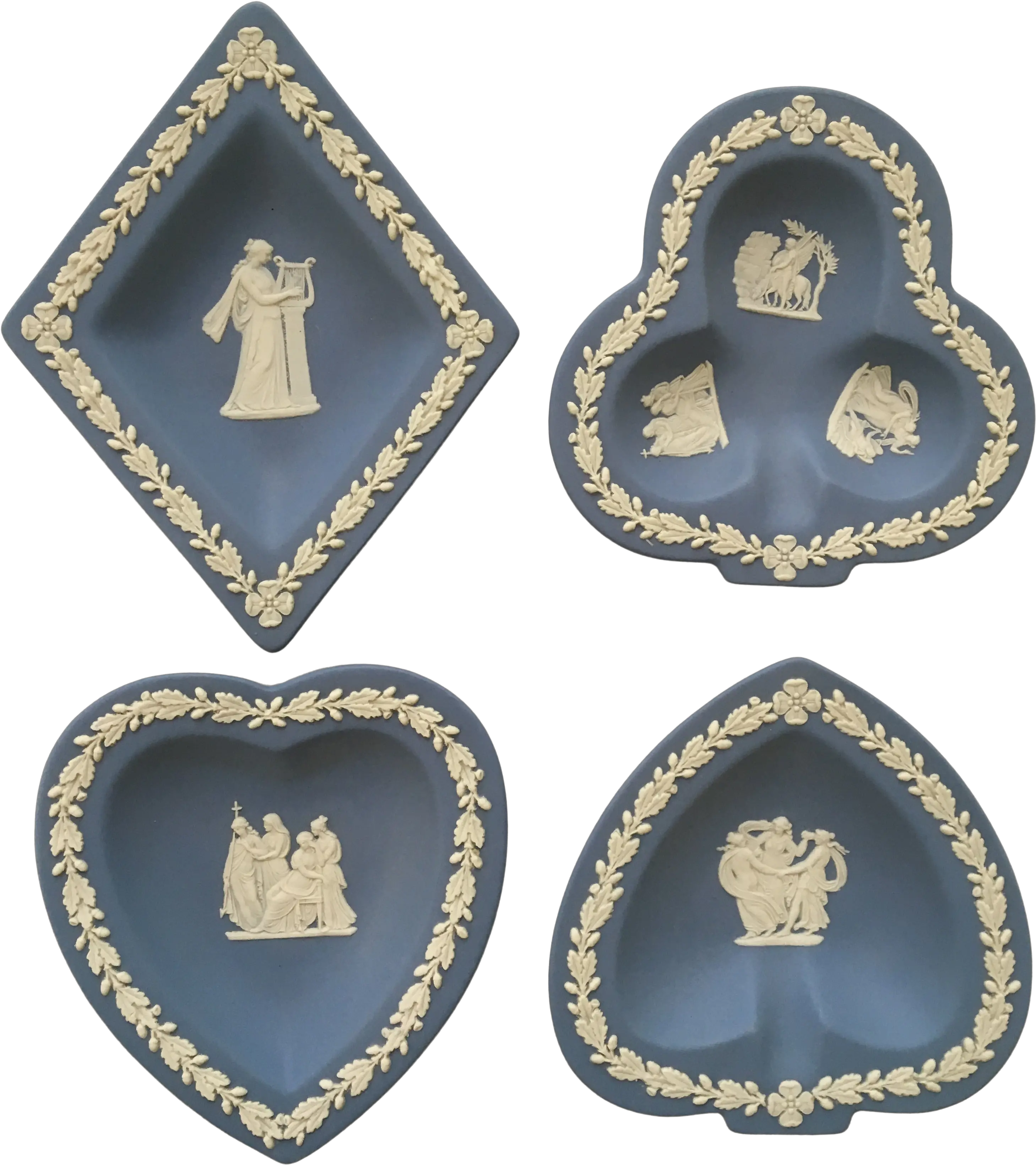  Mid Century Blue Wedgwood Jasperware Trays In Playing Card Suits Shapesmade In England Set Of Four Jasperware Png Card Suits Png