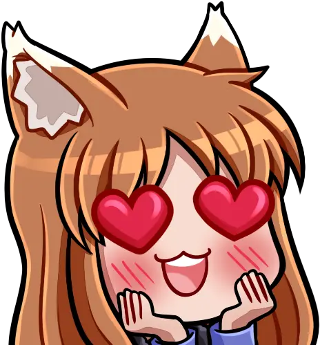  Heart Eyes Holo Rspiceandwolf Holo Spice And Wolf Emoji Png Twitch Heart Icon