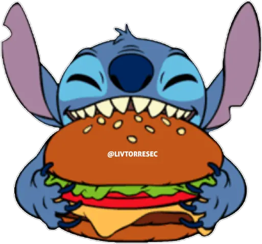  Sticker Maker Stitch 1 Stitch Eating Burger Png Stitch Png