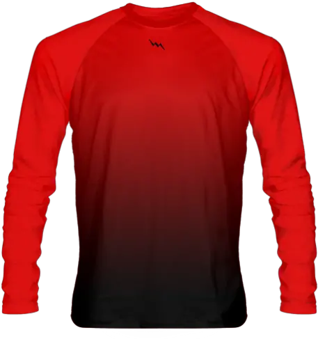  Red Black Fade Ombre Long Sleeve Shirts By Dan Walsh Red Black Game Shirt Png Black Fade Png