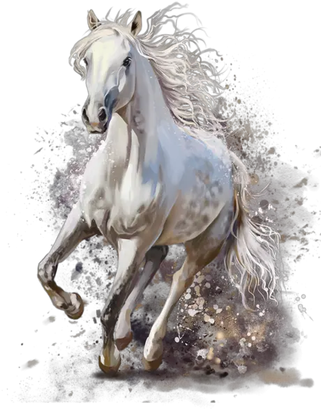  White Horse Running Painting Png Image Horses Watercolor Painting Horse Running Png