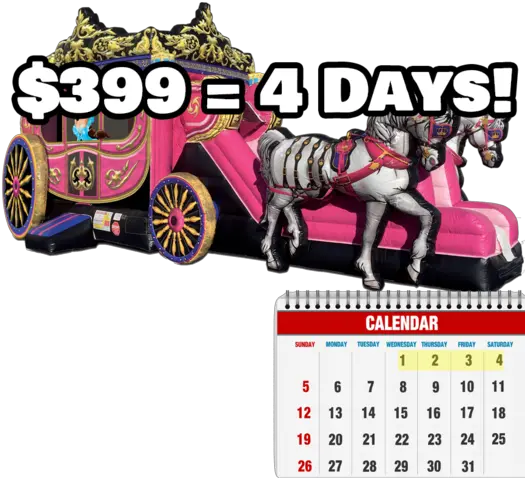  Princess Carriage Combo Four Day Rental Fantasy Inflatable Castle Png Cinderella Carriage Png