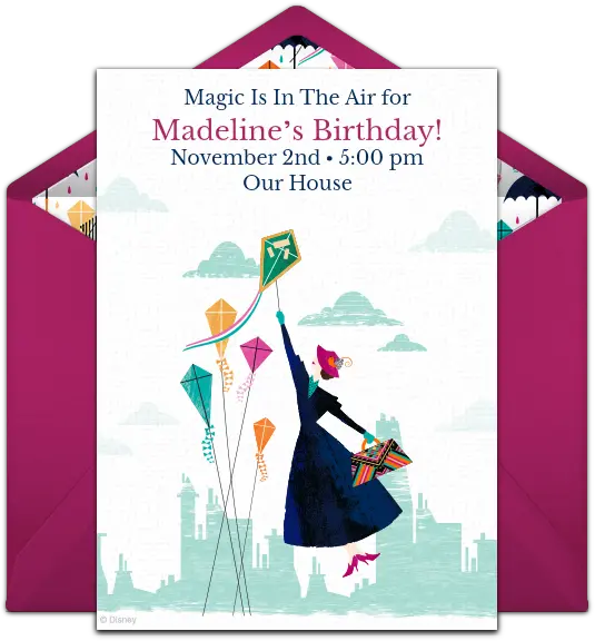  Free Mary Poppins Returns Online Invitation Punchbowlcom Mary Poppins Birthday Invitation Png Mary Poppins Png