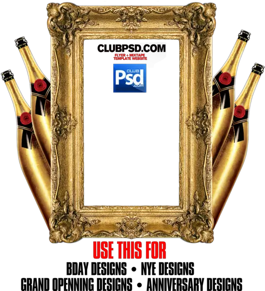  Gold Frame Psd Official Psds Frame With Bottle Psd Png Gold Frame Png