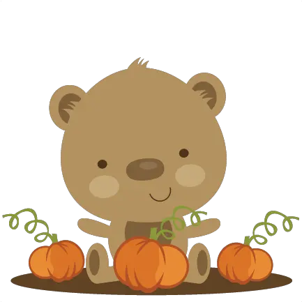  Bear In Pumpkin Patch Svg Scrapbook File Cute Bear With Pumpkin Clip Art Png Cute Pumpkin Png