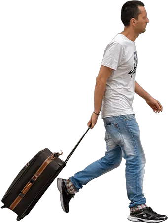  White Tee Shirt Slick Hair Pulling Person With Suitcase Png Luggage Png