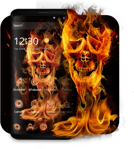  Fire Skull Fantastic Theme Smartphone Png Facebook Skull Icon