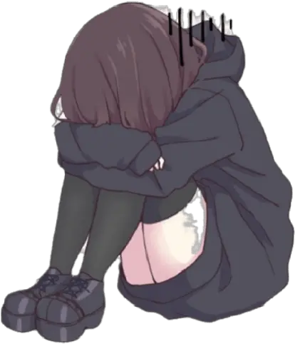  Anime Cute Sad Anime Girl Chibi Png Anime Girl Sitting Png