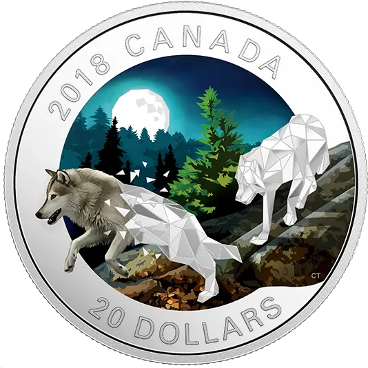  Grey Wolves Canada 20 Dollar Coins Wolf Png Wolf Outline Png