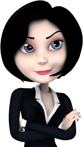  3d Cartoon Woman In Black Suit 3d Cartoon Png Cartoon Woman Png