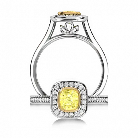  Fancy Yellow Diamond Georgian Ring Png