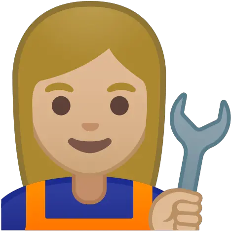  U200d Woman Mechanic Emoji With Medium Light Skin Tone Meaning Mujer Dibujo De Mecanica Png Samsung Wrench Icon