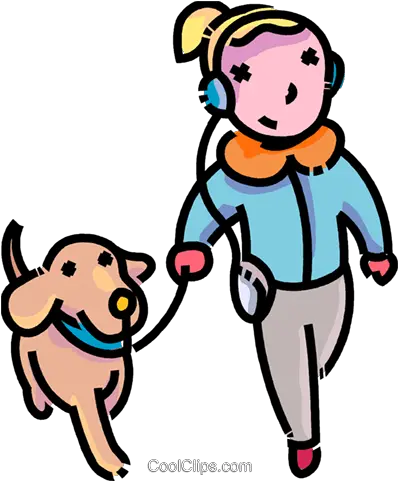  Girl Walking Her Dog Royalty Free Vector Clip Art Dog Walker Clip Art Png Girl Walking Png