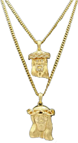  2 Gold Jesus Pendants Png Official Psds Gold Jesus Chain Png Gold Necklace Png