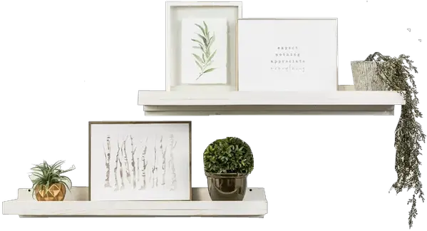  Tishie Floating Shelf 2 Piece Set White Of Transparent Shelf With Plants Png Shelf Png