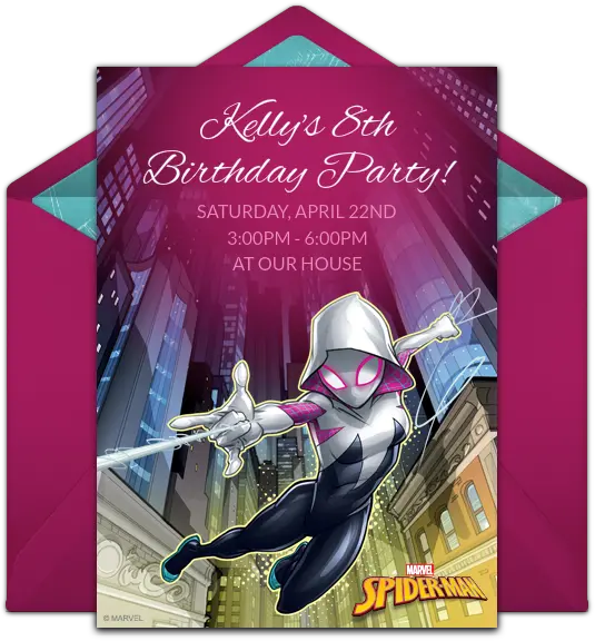  Download Spider Gwen Online Invitation Book Cover Full Spider Gwen Blank Invitation Png Spider Gwen Transparent