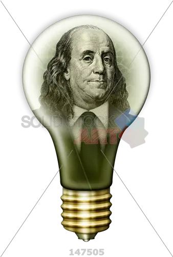  Stock Photo Of Money Light Bulb With Benjamin Franklin Incandescent Light Bulb Png Light Bulb Transparent Background