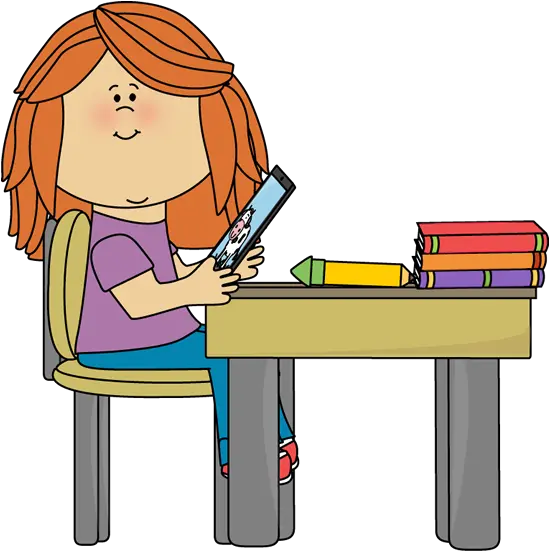  Technology Kids Clip Art School Clipart Girl In Girl Sitting At Desk Clipart Png School Clipart Png