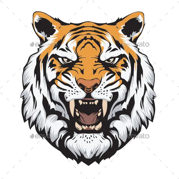  Tiger Head Vector Fierce Tiger Face Drawing Png Animal Head Png