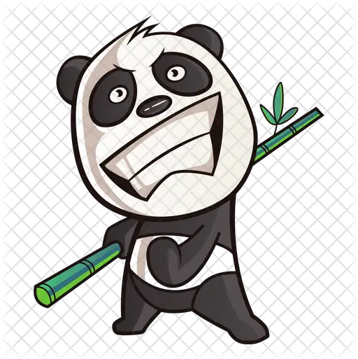  Cute Panda Feeling Excited Icon Panda With Bamboo Stick Cartoon Png Cute Panda Png