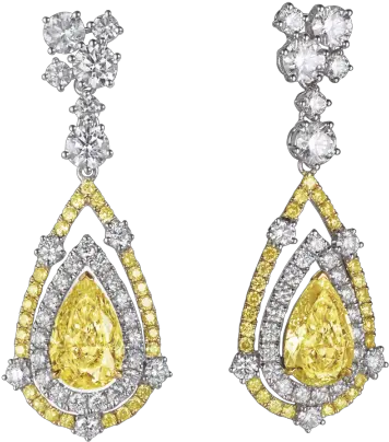  Fancy Yellow Pear Shaped Earrings Earring Png Yellow Diamond Png