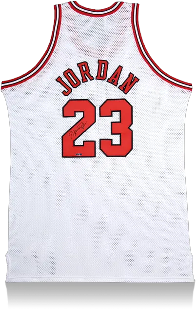  Michael Jordan Back Signed White Chicago Bulls Road Jersey Michael Jordan Jersey Back Png Chicago Bulls Png