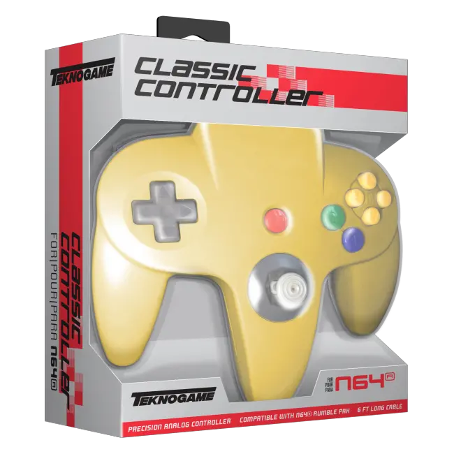  Teknogame N64 Wired Game Controller Yellow For Nintendo 64 System Teknogame N64 Controller Png Nintendo 64 Png