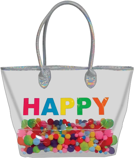  Iscream Happy Pom Poms Clear Tote Bag Holographic Clear Bag Png Pom Poms Png