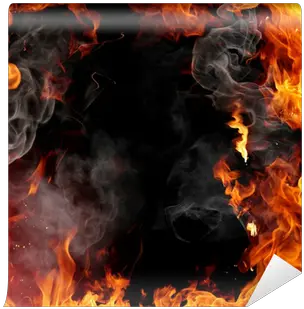  Fire Frame Wall Mural Pixers Flame And Smoke Background Png Fire Frame Png