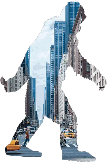  A Sasquatch Bigfoot Silhouette In New York City Greeting Card Skyscraper Png New York Skyline Silhouette Png