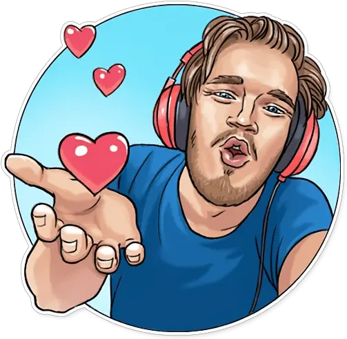  Pewdiepie Sending Love Sticker Sticker Mania Png Pewdiepie Face Png