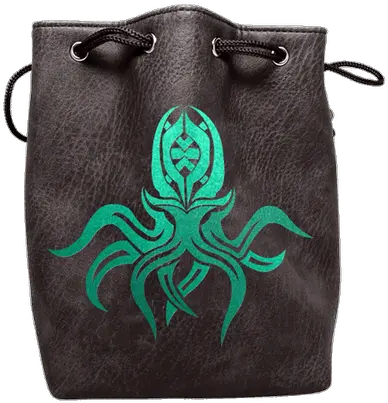  Black Leather Lite Cthulhu Design Self Standing Large Dice Bag Common Octopus Png Cthulhu Icon Png