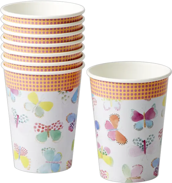  Butterfly Print Set Of 8 Paper Cups By Rice Dk Paper Cup Png Paper Cup Png