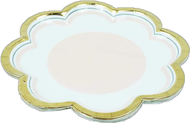  Pink U0026 White With Gold Trim Paper Plates 26cm Circle Png Gold Trim Png