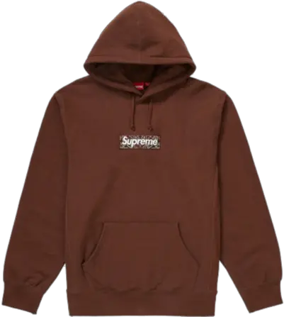  Supreme Bandana Box Logo Hooded Sweatshirt Brown U2013 Dropout Brown Supreme Hoodie Dhgate Png Supreme Logo Transparent