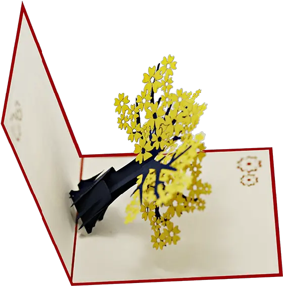  Yellow Cherry Blossom Tree 3d Card Illustration Png Cherry Blossom Tree Png