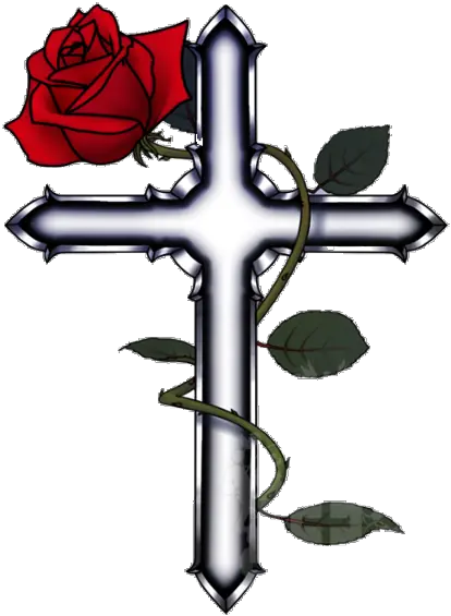  Gothic Cross Tumblraesthetic Roses Vines Thorns Floral Cross With A Rose Png Gothic Cross Png