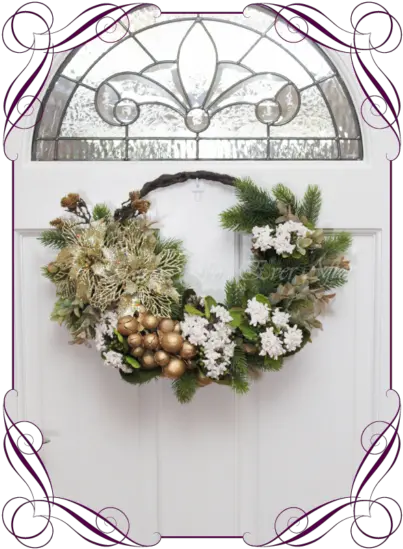  Gold Cradle Christmas Wreath Flower Bouquet Png Gold Wreath Png