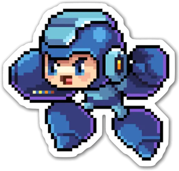  Buy Pixel Megaman Die Cut Stickers Stickerapp Barrel Pixel Art 2d Png Mega Man Icon