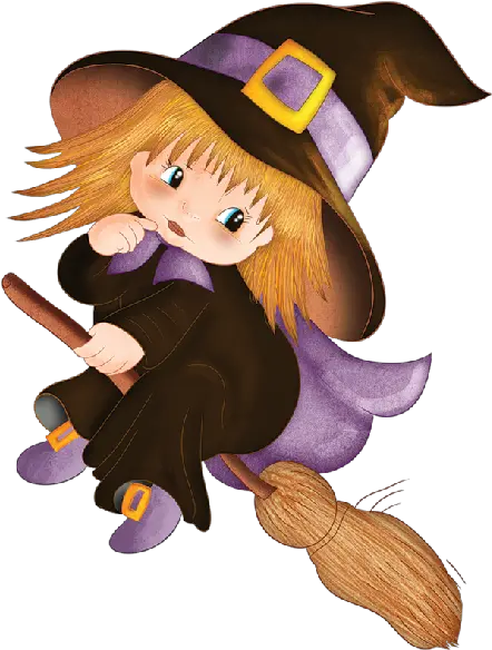  Baby Witches Cartoon Clip Art Images Transparent Background Cute Halloween Clipart Png Witch Transparent Background